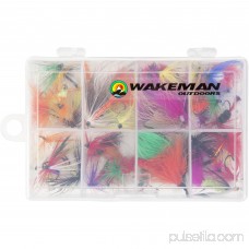 Fly Fishing Lures- 50 Brightly Colored Assorted Dry Insect Flies, Fishing Equipment for Catch and Release in Organizer Tool Box by Wakeman Outdoors 550088226